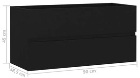 Ντουλάπι Νιπτήρα Μαύρο 90 x 38,5 x 45 εκ. από Μοριοσανίδα - Μαύρο