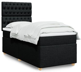 vidaXL Κρεβάτι Boxspring με Στρώμα Μαύρο 90x190 εκ.Υφασμάτινο