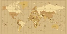 Εικόνα του παγκόσμιου χάρτη σε μπεζ απόχρωση - 100x50