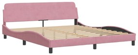 vidaXL Κρεβάτι με Στρώμα Ροζ 180x200 εκ. Βελούδινο