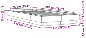 Πλαίσιο Κρεβατιού Γκρι Sonoma 90x200 εκ. Επεξεργασμένο Ξύλο - Γκρι