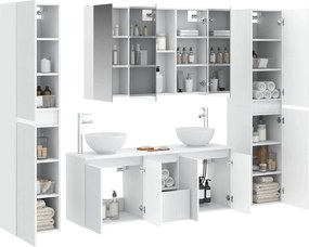 vidaXL Σετ Επίπλων Μπάνιου 6 pcs Λευκό Επεξεργασμένο Ξύλο και Γυαλί