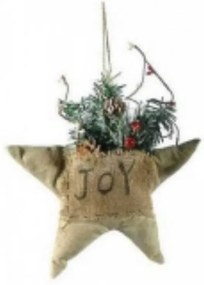A&amp;G Κρεμαστό Στολίδι Υφασμάτινο 'Joy' 25cm Αστέρι Μπεζ 9763221