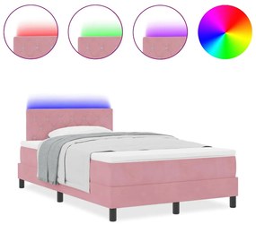 vidaXL Κρεβάτι με ελατήρια με στρώμα Ροζ 120 x 200 cm Βελούδο