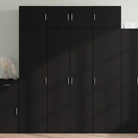vidaXL Ραφιέρα με Ντουλάπια Μαύρη 80x42,5x225 εκ. από Επεξ. Ξύλο