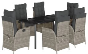 vidaXL Σετ Τραπεζαρίας Κήπου 7 τεμ. Αν. Γκρι Συνθ. Ρατάν με Μαξιλάρια