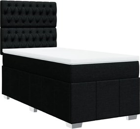 vidaXL Κρεβάτι Boxspring με Στρώμα Μαύρο 90x190 εκ.Υφασμάτινο