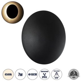 Απλίκα Φωτιστικό Τοίχου LED 7W 840LM 60492 HELIO-R Globostar-60492-Μαύρο 60492
