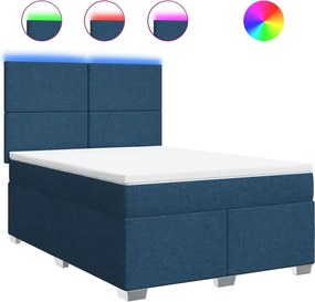 vidaXL Κρεβάτι Boxspring με Στρώμα Μπλε 160x200 εκ. Υφασμάτινο