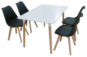 Σετ Τραπεζαρίας Logan Plus (Σετ 5Τμχ) 20.9906 120x80x72cm White-Black 4 Θέσεων Wood, Polypropylene, Technoderma
