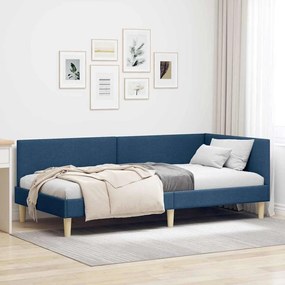 vidaXL Κρεβάτι Γωνίας Άλλο Μπλε 90 x 200 cm Ύφασμα και Έργο ξύλου