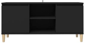 vidaXL Έπιπλο Τηλεόρασης Καφέ Μαύρο 103,5x35x50εκ. Μασίφ Ξύλινα Πόδια
