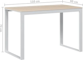 vidaXL Γραφείο Υπολογιστή Λευκό/Δρυς 110 x 60 x 73 εκ. από Μοριοσανίδα
