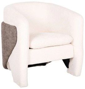 Πολυθρόνα Doper HM9590.06 68x72x76cm Με Μπουκλέ Ύφασμα White-Grey Fabric
