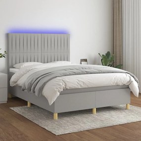 ΚΡΕΒΑΤΙ BOXSPRING ΜΕ ΣΤΡΩΜΑ &amp; LED ΑΝ.ΓΚΡΙ 140X190ΕΚ. ΥΦΑΣΜΑΤΙΝΟ 3135589