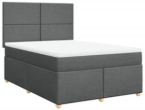 vidaXL Κρεβάτι Boxspring με Στρώμα Σκούρο Γκρι 140x190 εκ. Υφασμάτινο