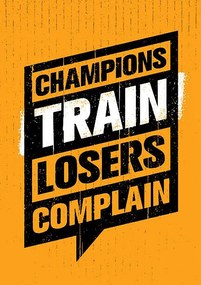 Εικονογράφηση Champions Train Losers Complain Speech Bubble, subtropica