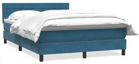 Κρεβάτι Boxspring με Στρώμα Σκούρο Μπλε 140x210 εκ. Βελούδινο - Μπλε