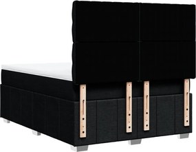 vidaXL Κρεβάτι Boxspring με Στρώμα Μαύρο 140x190 εκ. Υφασμάτινο