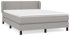 vidaXL Κρεβάτι Boxspring με Στρώμα Ανοιχτό Γκρι 140x190 εκ. Υφασμάτινο