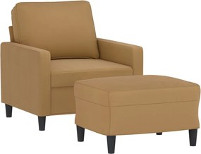 vidaXL Πολυθρόνα Καφέ 60 εκ. Βελούδινη με Υποπόδιο