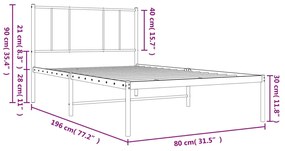 ΠΛΑΙΣΙΟ ΚΡΕΒΑΤΙΟΥ ΜΕ ΚΕΦΑΛΑΡΙ ΜΑΥΡΟ 75 X 190 ΕΚ. ΜΕΤΑΛΛΙΚΟ 352470