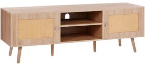 VEVOR Rattan TV Stand for 65&quot; TV Boho TV Stand with Build-in Socket Oak
