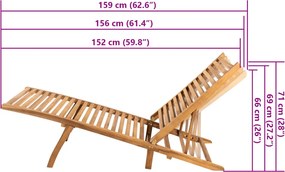 vidaXL Ξαπλώστρα από Μασίφ Ξύλο Teak
