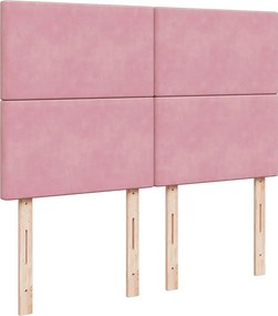vidaXL Κρεβάτι Boxspring με Στρώμα Ροζ 140x190 εκ. Βελούδινο