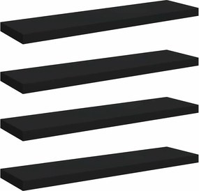 vidaXL Ράφια Τοίχου 4 τεμ. Μαύρα 90x23,5x3,8 εκ. MDF