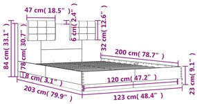 Πλαίσιο Κρεβατιού με Κεφαλάρι Γκρι Σκυρ. 120x200 εκ. Επεξ. Ξύλο - Γκρι