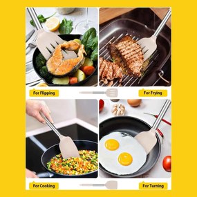 Σπάτουλα Μαγειρικής Σιλικόνης 35cm με Ανοξείδωτη Λαβή - Μπεζ