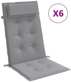 vidaXL Μαξιλάρια Καρέκλας με Πλάτη 6 τεμ. Γκρι από Ύφασμα Oxford