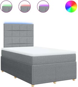 vidaXL Κρεβάτι Boxspring με Στρώμα Ανοιχτό Γκρι 120x200 εκ. Υφασμάτινο