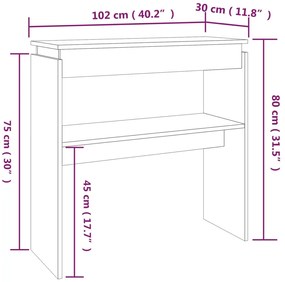 vidaXL Τραπέζι Κονσόλα Καφέ Δρυς 102 x 30 x 80 εκ. Επεξεργασμένο Ξύλο