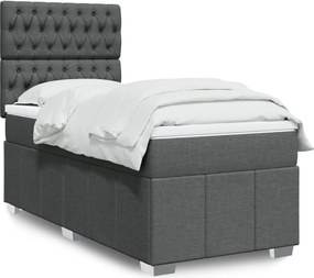 vidaXL Κρεβάτι Boxspring με Στρώμα Σκούρο Γκρι 100x200 εκ. Υφασμάτινο