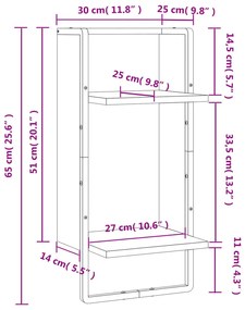 ΡΑΦΙ ΤΟΙΧΟΥ ΜΕ ΜΠΑΡΑ ΓΚΡΙ SONOMA 30 X 25 X 65 ΕΚ. 836301