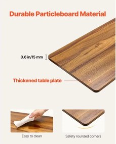 VEVOR Overbed Table Mobile Bed Side Desk with Electric Lifting &amp; 4 Wheels Wood