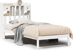 vidaXL Κρεβάτι Βιβλιοθήκη Χωρίς Στρώμα Λευκό 75x190 εκ Μασίφ Πεύκο