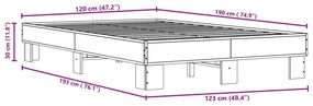 Πλαίσιο Κρεβατιού Καφέ Δρυς 120x190 εκ. Επεξ. Ξύλο &amp; Μέταλλο - Καφέ