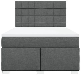 Κρεβάτι Boxspring με Στρώμα Σκούρο Γκρι 140x200 εκ Υφασμάτινο - Γκρι