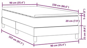 Κρεβάτι Boxspring με Στρώμα Μαύρο 90x220 εκ. Βελούδινο - Μαύρο