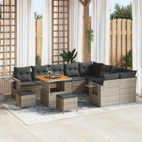 vidaXL Σετ Καναπέ Κήπου με μαξιλάρι 12 pcs Γκρι 80 x 80 x 71 cm