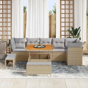 vidaXL Σετ Καναπέ Κήπου 9 pcs Μπεζ συνθετικό ρατάν