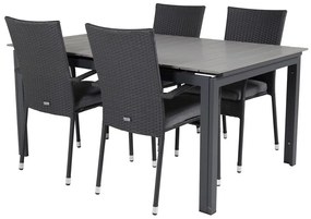 Σετ Τραπέζι και καρέκλες Dallas 2341, Polyξύλο, Πλαστικό ψάθινο, Μαξιλάρι καθίσματος: Ναι | Epipla1.gr