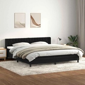 Κρεβάτι Boxspring με Στρώμα Μαύρο 200x210 εκ. Βελούδινο - Μαύρο