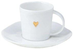 Φλυτζάνι Καφέ Με Πιατάκι Heart LBTRD0014341 6x5cm White-Gold Raeder Porcelain