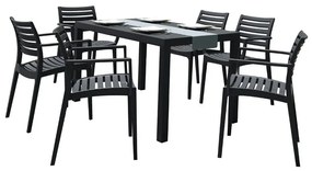 Σετ Τραπεζαρίας 7τμχ Ares Artemis Black 140Χ80Χ75εκ.