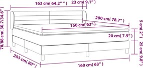 vidaXL Κρεβάτι Boxspring με Στρώμα Αν. Πράσινο 160x200εκ Υφασμάτινο