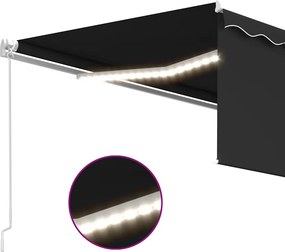 vidaXL Χειροκίνητη τέντα με ηλιακό LED 4,5 x 3 m Ανθρακί